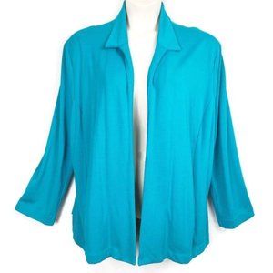 Badgley Mischka Teal Blue Open Front Cardigan Top